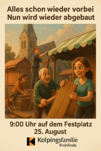 Menschen, die Buden abbauen.