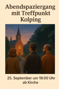 Drei Menschen, die einen Abendspaziergang machen